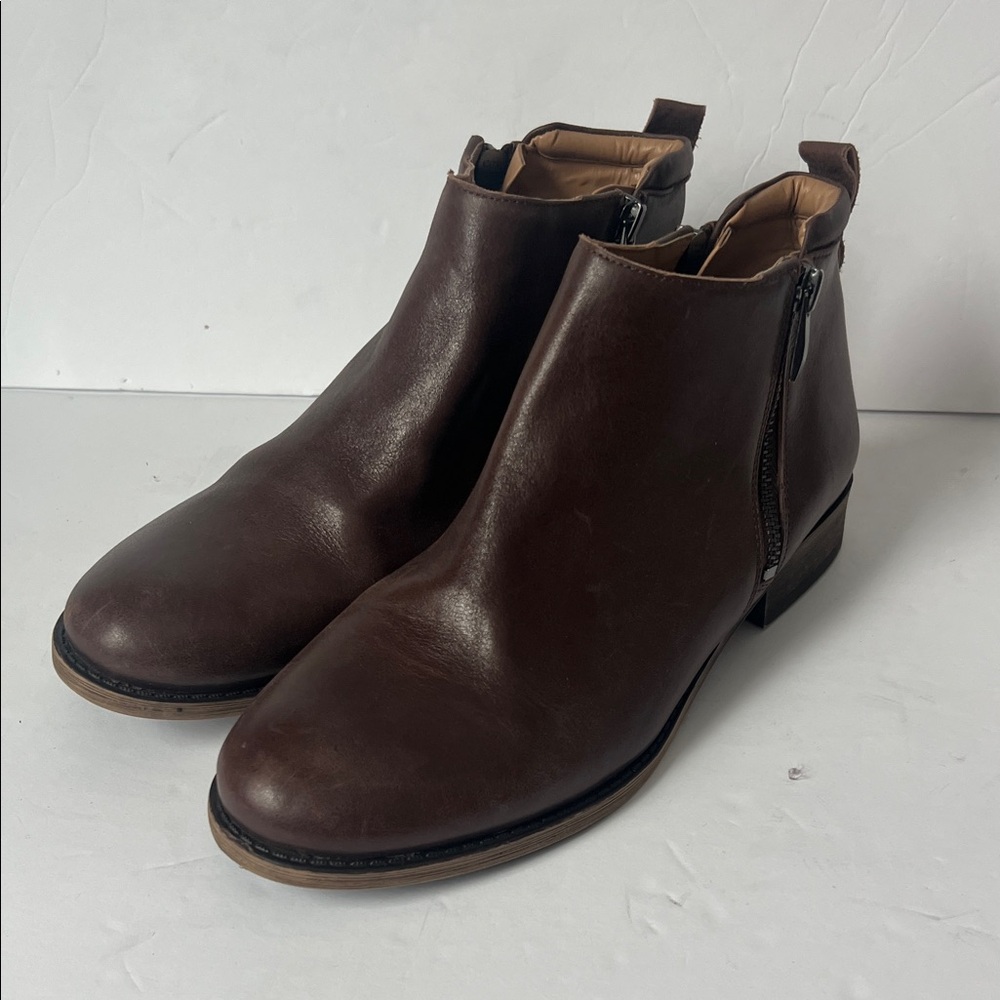 Franco Sarto Keegan Boot Brown Leather Bootie Women’s Size 7.5 >